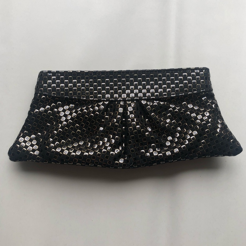 Lauren Merkin Black and Gold Clutch Bag